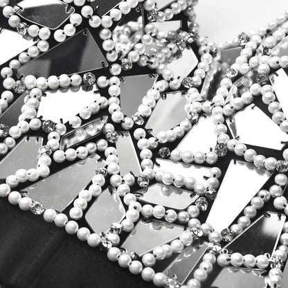 Grey Diamonds And Beaded Punk Rave Brassiere For Women Sexy Bralette Push Up Bra Top y2k Goth Brasieres Mujeres Party Club Wear