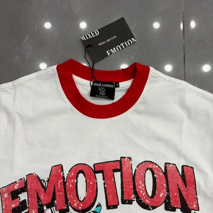 New MIXED-EMOTION Rhinestone cartoon printed pattern 100% cotton Men Women T-shirt Loose casual Shinning Diamond Tees Oversized Top