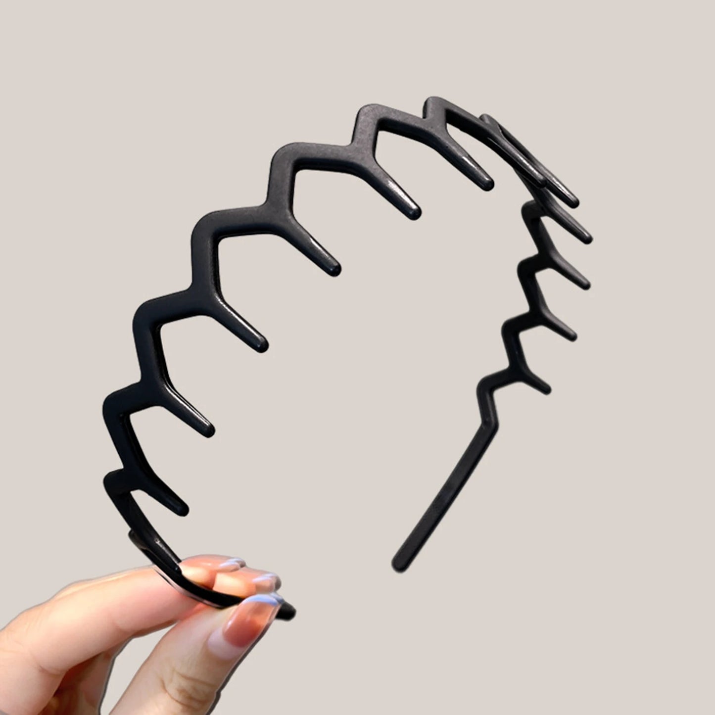 Unisex Metal Wavy Spring Hair Hoop Black Non Slip Outdoor Sports Headbands For Women Men Simple Hairband Face Washing Headdress