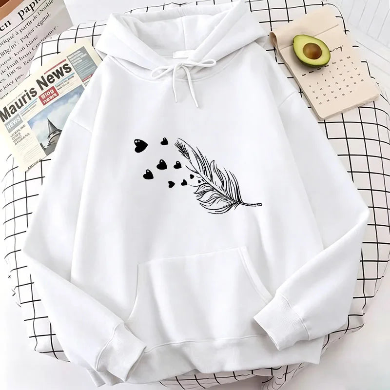 Retro Love Heart with Leaf Casual Hoodies Sweatshirts Men Women Fashion Clothing Hooded Casual Y2k Sweatshirt