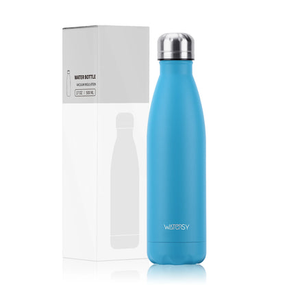 WATERSY 500ml Insulated Water Bottle, Stainless Steel Thermal Leakproof Flask, BPA-Free Double Walled Vacuum Bottle for Sports