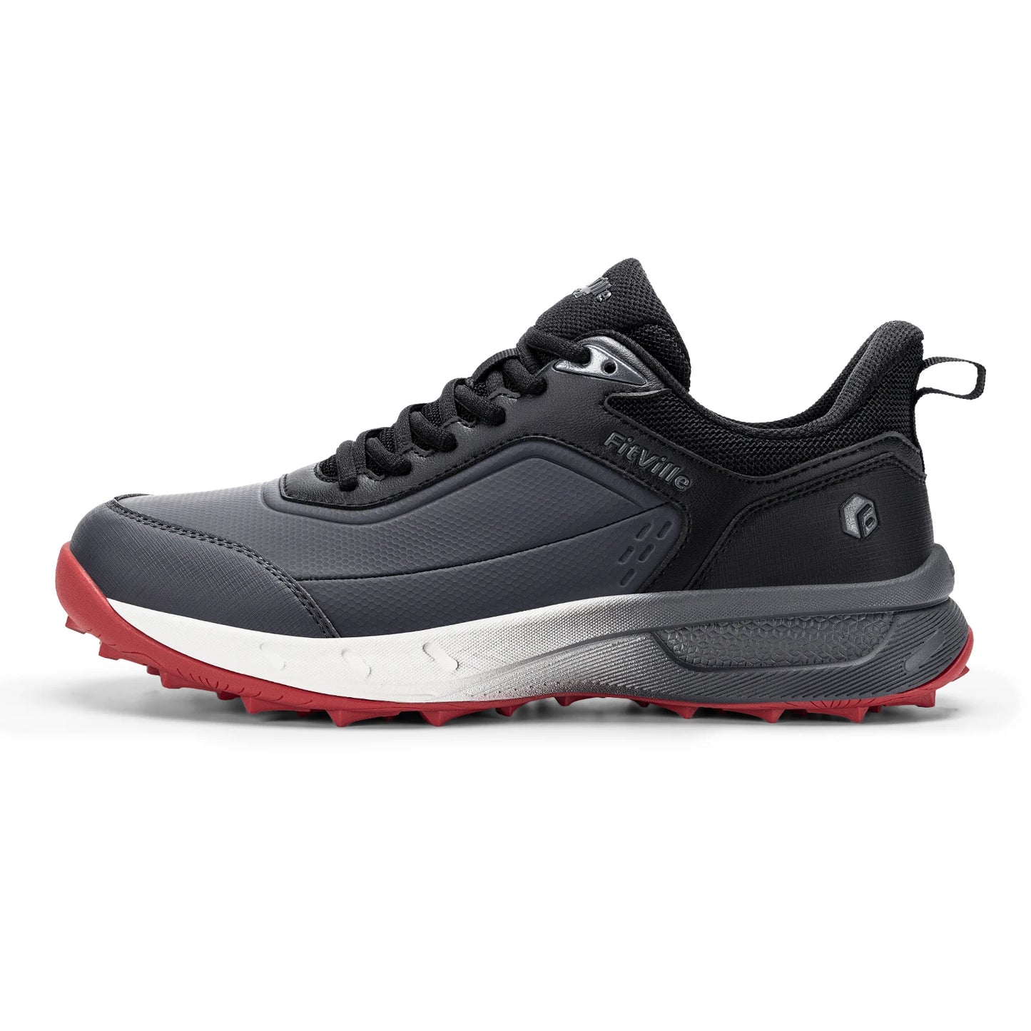 FitVille Men'S Wide Waterproof Spikeless Golf Shoes, High Traction Anti-Slip Sole, Shock Absorption Cushioning Arch Support Professional Golf Trainers, Roomy Toe Box For Wide & Fat Feet