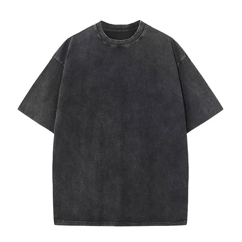 Retro Heavyweight T-Shirt - Solid Color Tee | Breathable Cotton Shirt, Short Sleeve Casual Top