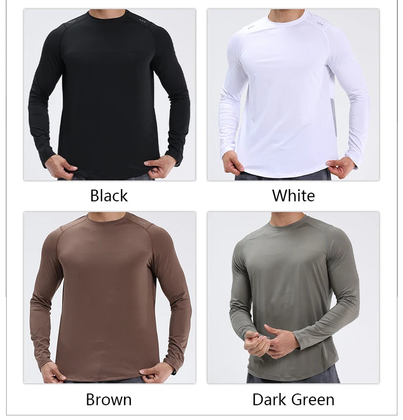Men Compression Shirt - Long Sleeve Running Gym Top With Moisture Wicking Fabric