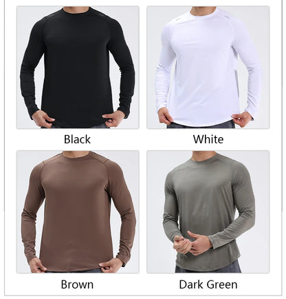Men Compression Shirt - Long Sleeve Running Gym Top With Moisture Wicking Fabric