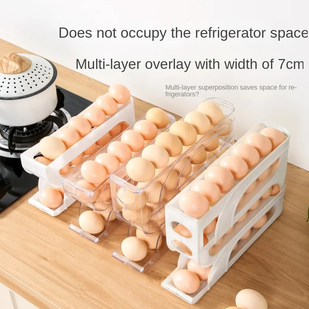 Large Capacity Automatic Egg Storage Box - 34 Layer Refrigerator Organizer