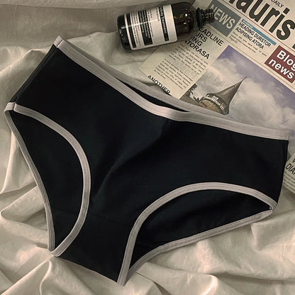 3PCS Women's Cotton Panties Simple Casual Mid-rise Seamless Briefs High-stretch Underwear Comfortable Breathable Underpanties