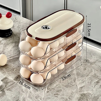 Egg Storage Box - Automatic Rolling Egg Holder Rack for Refrigerator