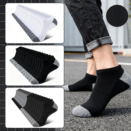 5 Pairs Ankle Running Socks Men Solid Sweat Absorbing Short Socks Comfortable Breathable Low Cut Sport Socks