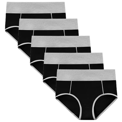 Molasus 5pcs Seamless Women Cotton Panties High Waist Underwear Set Full Coverage Briefs Buttock Lifting Plus Size Panty Sets