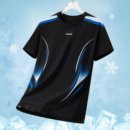 Men's Gradient Ice-Silk T-Shirt – Quick-Dry Running & Training Top