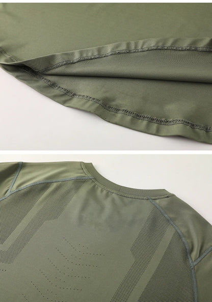 Men Compression Shirt - Long Sleeve Running Gym Top With Moisture Wicking Fabric