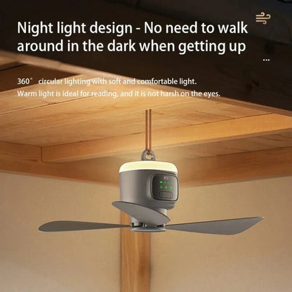 HOMEFISH 12000mAh Camping Ceiling Fan Portable Outdoor Tent Air Circulator Cooling Fan with High Capacity