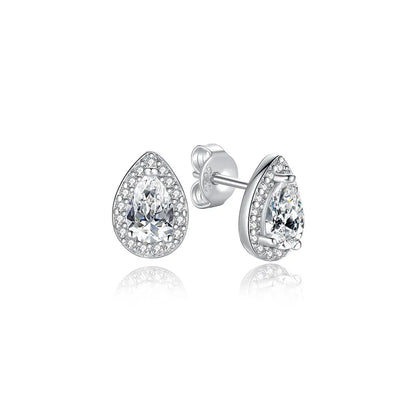 925 Sterling Silver Earrings – Crystal Zircon Studs With Rose Gold Heart & Bee Design