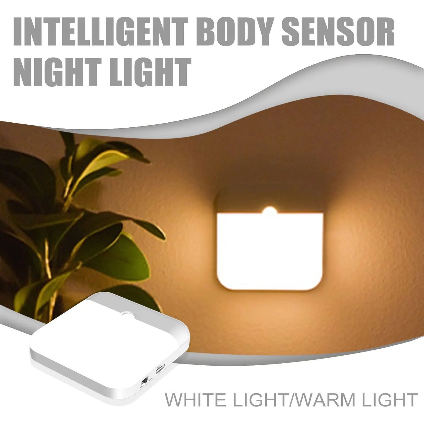 Motion Sensor Led Night Light Usb Charging Square Lamp for Bedroom Kitchen Stair Hallway Wardrobe Cupboard Lighting