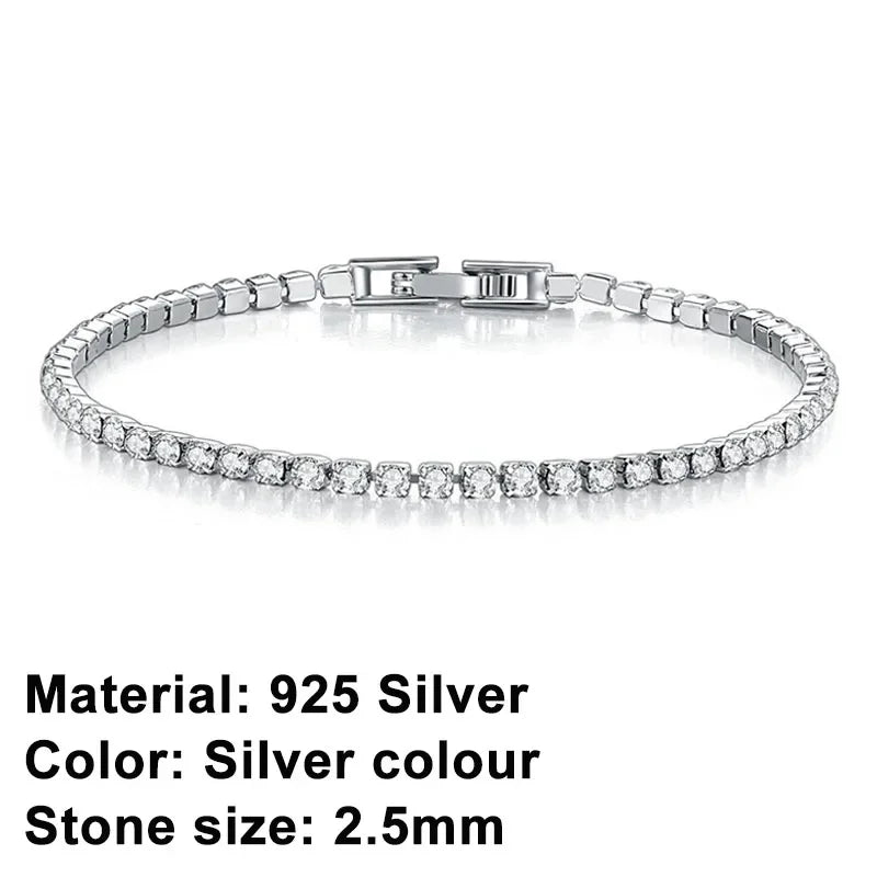 925 Sterling Silver Rose Gold Tennis Bracelet Sparkling Crystal Cubic Zirconia Hip-Hop Luxury Women's Jewelry Surprise Gift