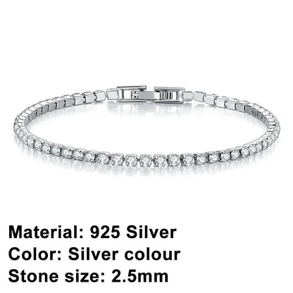 925 Sterling Silver Rose Gold Tennis Bracelet Sparkling Crystal Cubic Zirconia Hip-Hop Luxury Women's Jewelry Surprise Gift