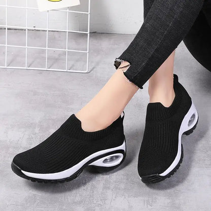 2024 summer New Women Fashion Casual Sport Shoes Wedge Platform Sneakers  Ladies Breathable  Vulcanized Shoes