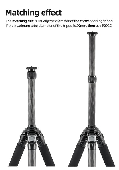 Selfie Stick With 1/4 or 3/8 Screw Tripod Carbon Fiber Central Axis Extension Rod Adjustable Extension Rod for DSLR Cameras