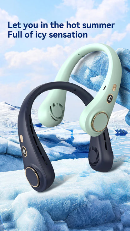 Portable Hanging Neck Fan Rechargeable Personal Neck Ventilator Digital Display Personal Cooling For Outdoor Travel Sports