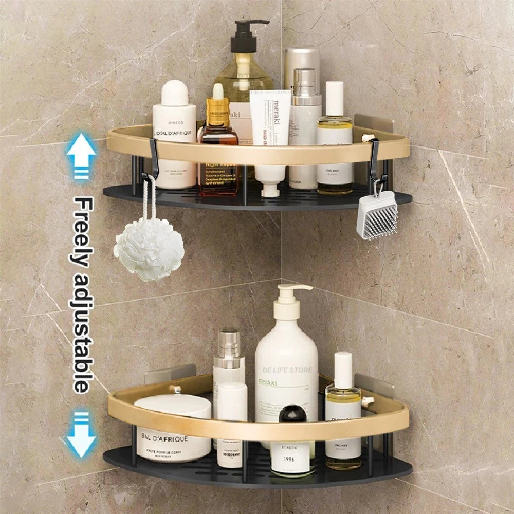 Wall-Mounted Bathroom Corner Shelf - Non-Perforated Shower Storage Organizer