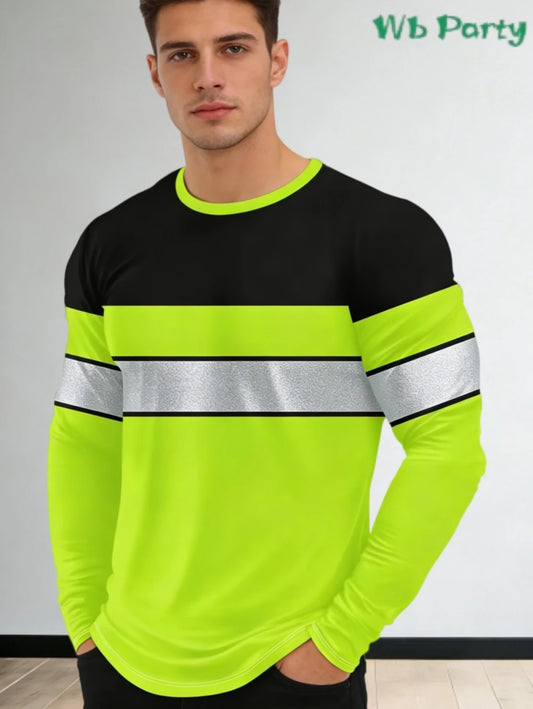 Men's 3D Printed New Secure Logo Color Blocking Design Long-Sleeved T-Shir Fashion Spring Daily Casual Work Wear Men's T-Shirts