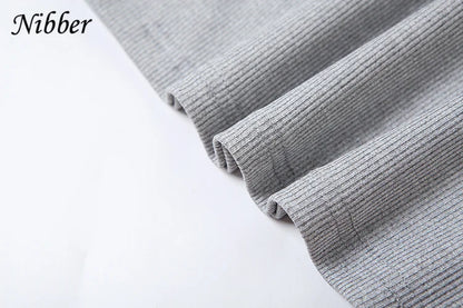 Nibber Ribbed Casual 2 Piece Set Women Tracksuit Sporty Square Collar Tank Tops+Shorts Suit Streetwear Simple Matching Outfits