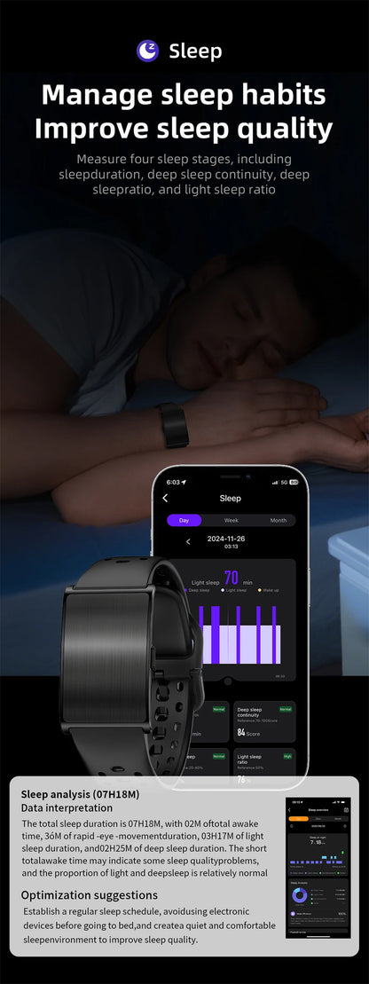 New GPS Trajectory AI Health Bracelet Heart Rate Blood Pressure HRV Monitor Call Reminder Smart Watch Sport Band Fitness Tracker