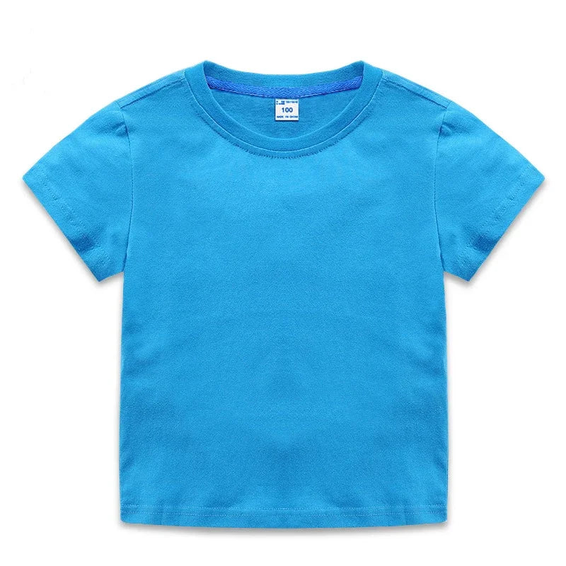Summer Kids Tops Tees Baby Kids Tshirts Blouse Clothes 24M 2-10Years 10 Colors Solid Children T-shirt for Boys Girls Cotton