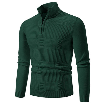 Autumn Winter New Men's Half Zipper Knitted Pullovers Fashion Slim Fit Sweater Men Casual Mock Neck Warm Knit Sweater Pullovers