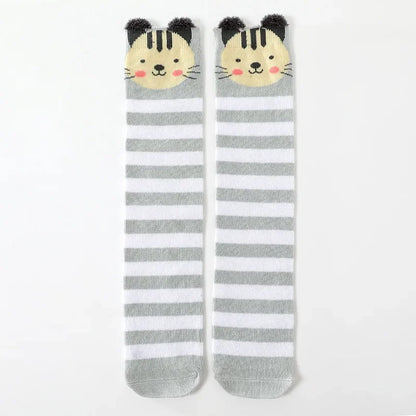 3-12Y Sweet Baby Kids Cotton Warmer Knee High Long Kawaii Socks Cartoon Animal Lovely Princess Girls Children Todder Stockings