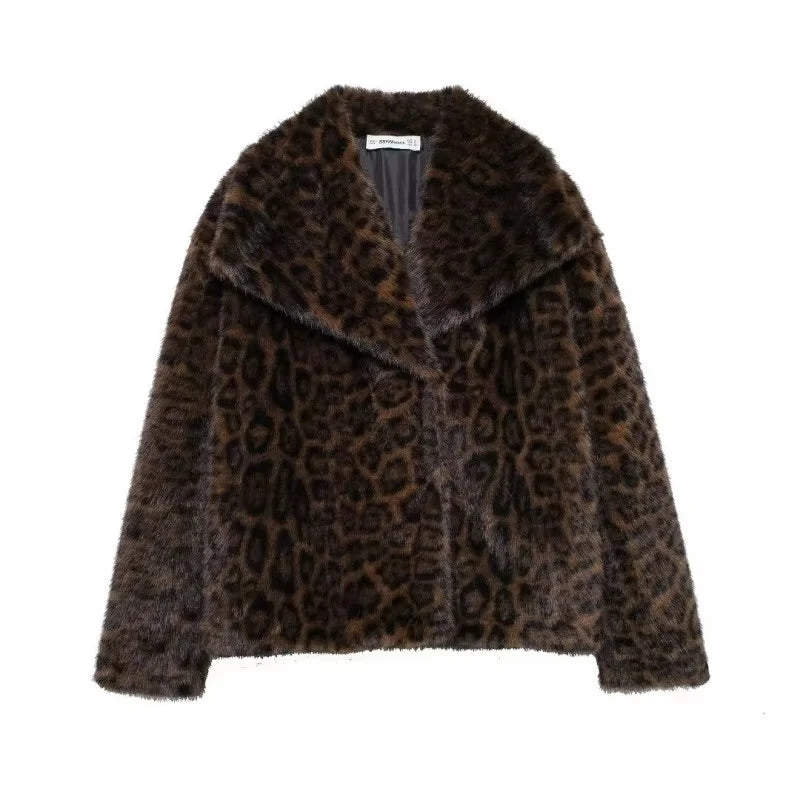 Faux Fur Coat Women’s Winter Jacket – Warm Fluffy Loose Lapel Outerwear