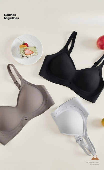 Seamless Push-Up Bra - Wireless Comfortable Jelly Bra with Adjustable Straps