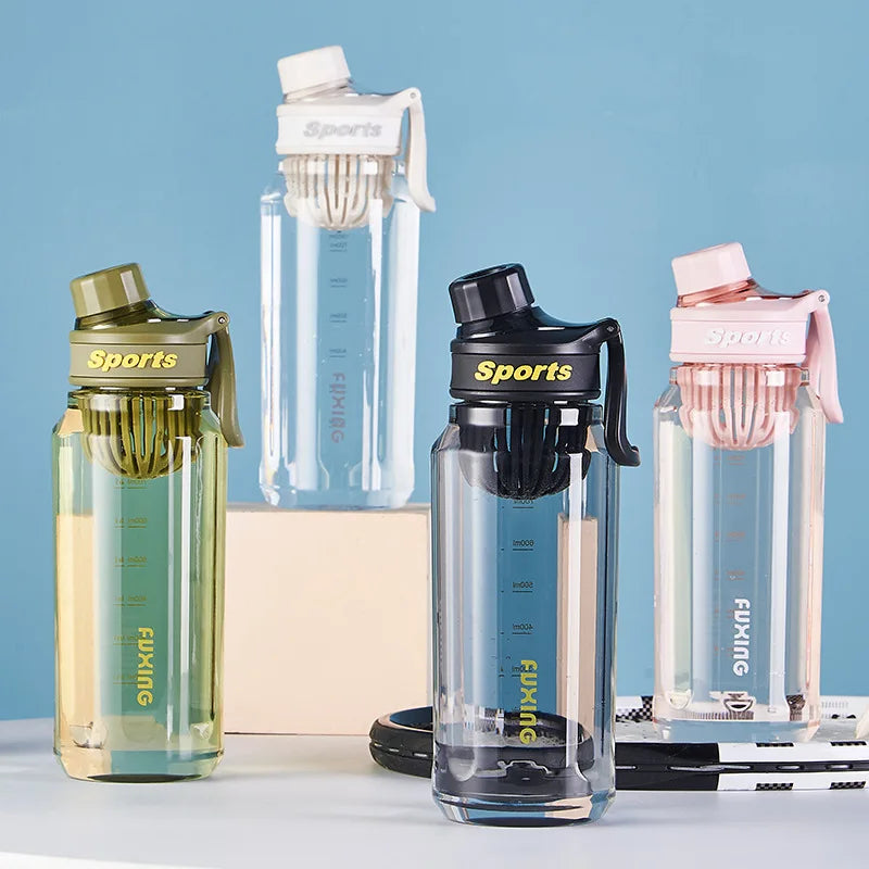 Sports Water Bottle with Tea Filter Large Capacity Transparent Bottle Plastic Cup Outdoor Travel Gym Fitness Water Bottle
