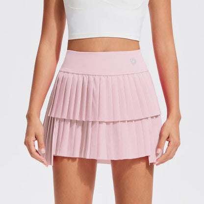 Women Sports Mini Pleated Skirt Golf Tennis Skirts High Waist Double Layer Gym Fitness Running Yoga Athletic Workout Skort