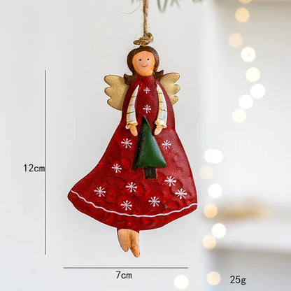 Retro Iron Christmas Angel Pendant - Country Tree Decoration - ZOOMNSTORE