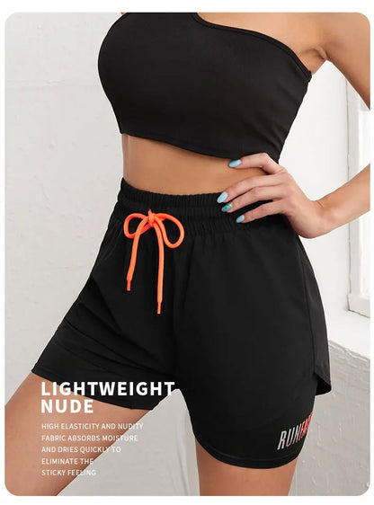 Women's High Rise Yoga Shorts - Elastic Waistband, Breathable Running Shorts