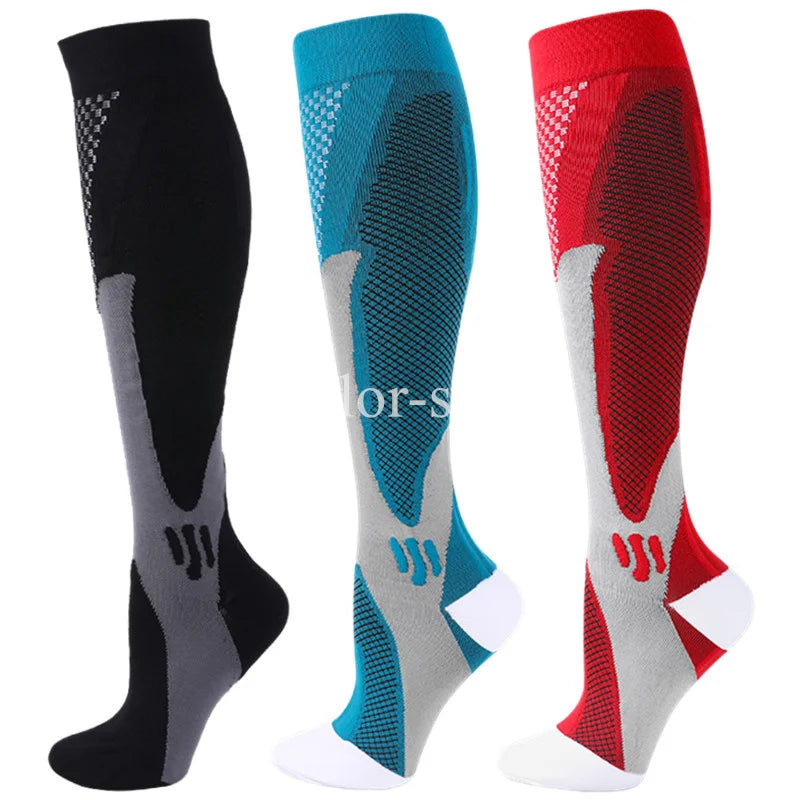 Compression Sports Socks - 3 Pairs Anti Slip Knee High Socks for Football & Basketball