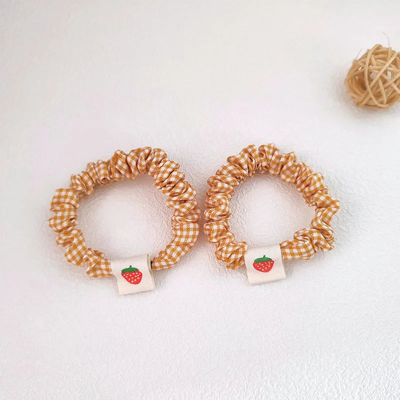 2PC Cherry Strawberry Elastic Hair Bands Set Women Girls Kids Hair Ties Rubberband Hair Accessories Scrunchy Rope