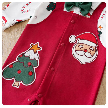 Baby Romper Cotton - Newborn Unisex Velvet Santa Elk Long Sleeve 0-18 Months