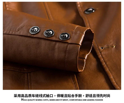 New Leather Jacket Men's Business Casual Lapel PU Leather Blazers Fashion Solid Slim Korean Style Leather Coat Big Size 6XL