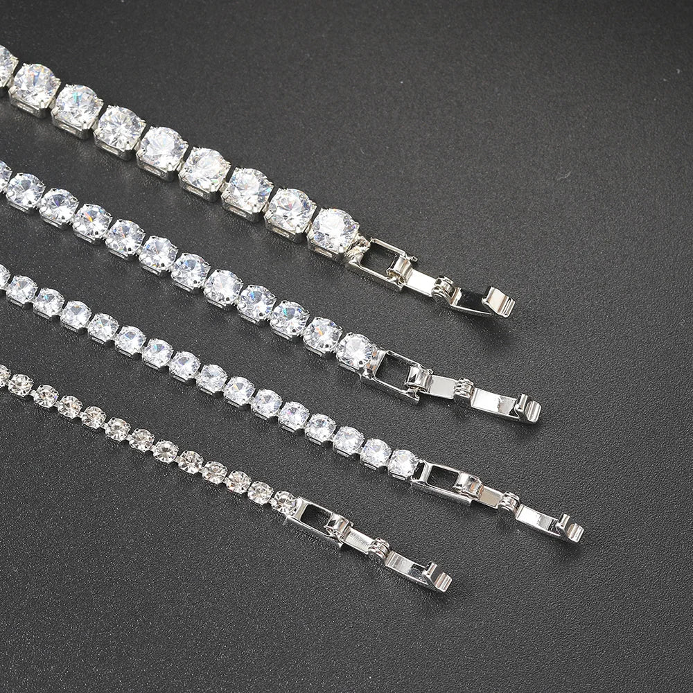 Luxury Crystal Tennis Bracelet Hip Hop Bracelet for Men Homme Trendy Punk Zirconia Couple  Chain on The Hand Streetwear Jewelry