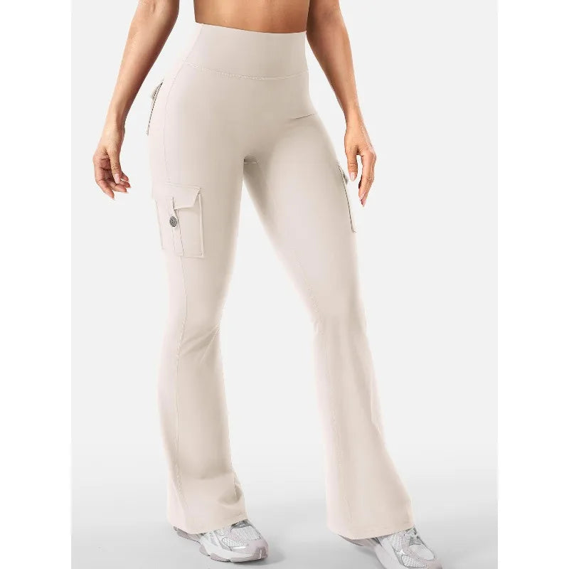 Newest Women Wide Leg High Stretch Yoga Leggings Naked Feeling Compression Fitness Workwear with Pockets Yoga Pant