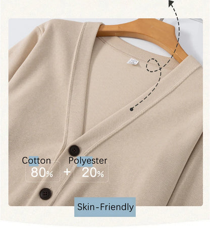 BROWON New Knitted Sweater Cardigan Men 2026 Autumn Solid Casual Man Clothes Korean Fashion 80% Cotton V-Neck Collar Sweater Men