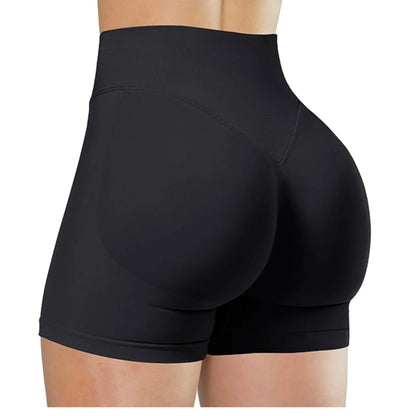 High Waisted Yoga Shorts – Comfortable Solid Color Fitness Pants for Women