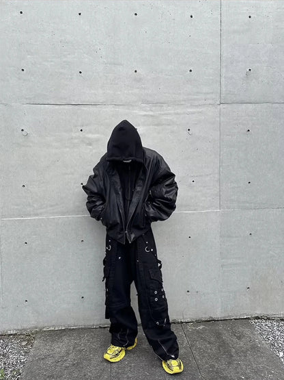 Mauroicardi Autumn Winter Oversized Cool Black Thickened Warm Pu Leather Jacket Men Hood Luxury Designer Fake 2 Clothes