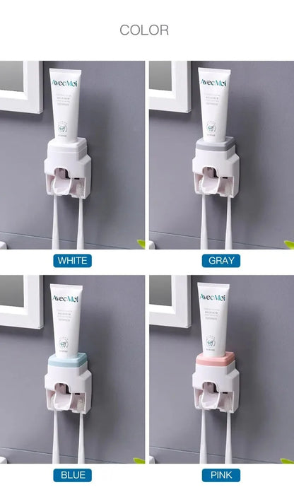 Automatic Toothpaste Dispenser  Toothbrush Holder - Wall Mount Squeezer for Bathroom - ZOOMNSTORE