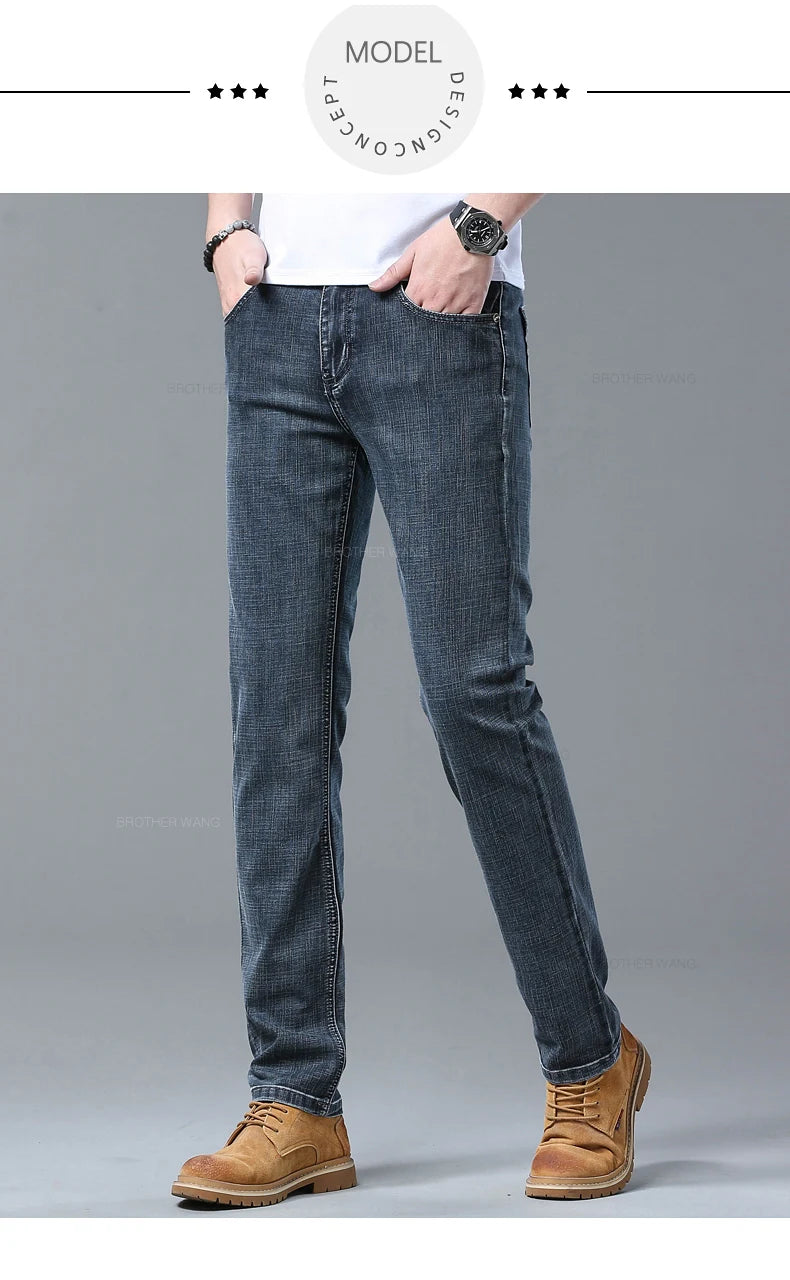 Light Blue Slim Fit Jeans - Stylish Casual Stretch Denim Pants - ZOOMNSTORE