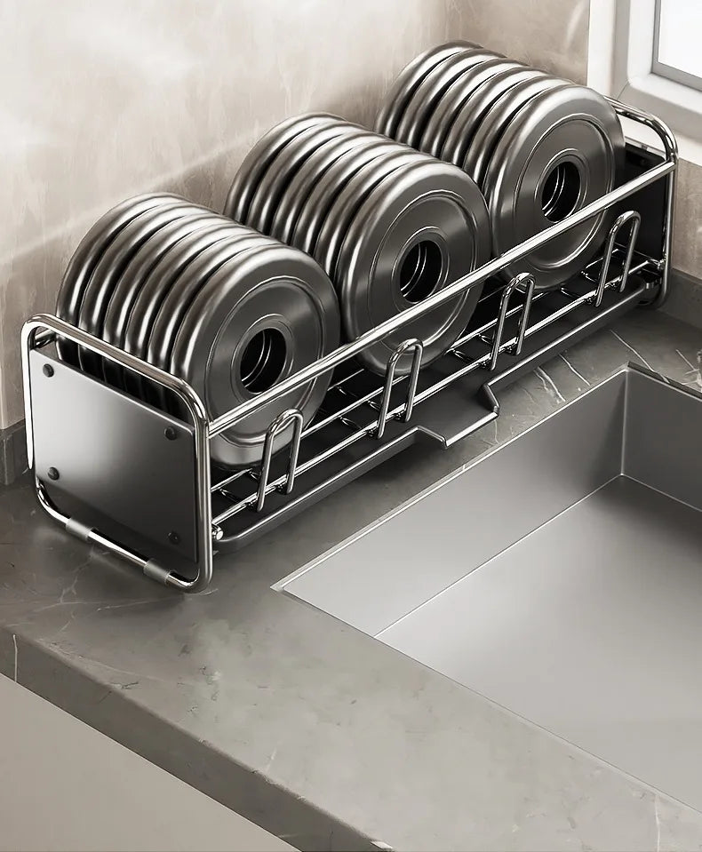 Stainless Steel Dish Rack | Narrow Kitchen Utensil Drainer & Countertop Cutlery Holder