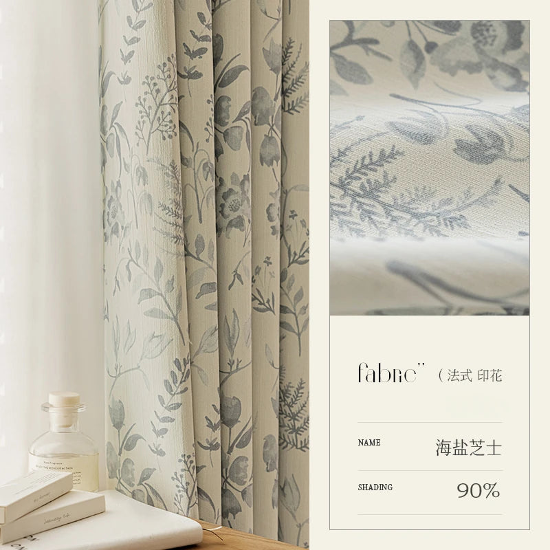 French Living Room Curtains - Floral Pattern Green Bedroom Drapes | Blackout Sun Protection